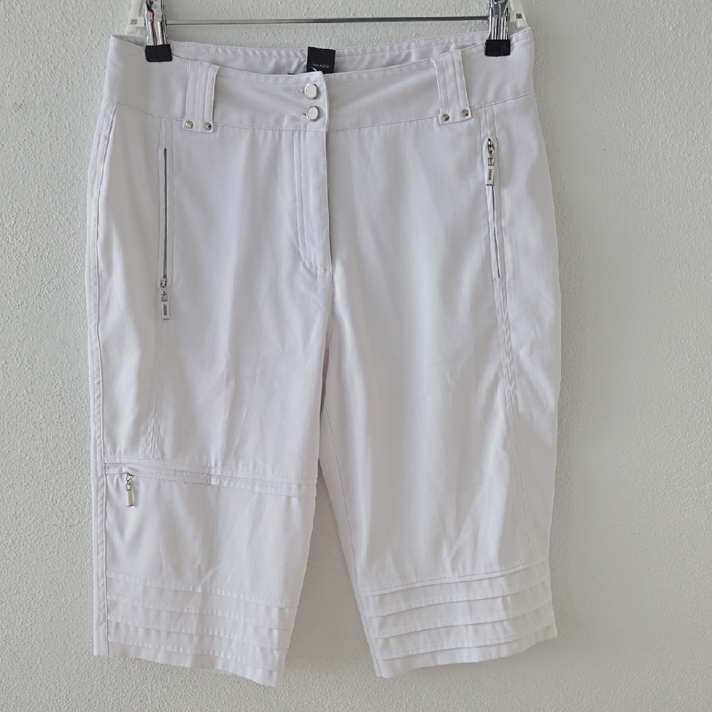 Dkny White Bermuda Shorts with Zip Accents
